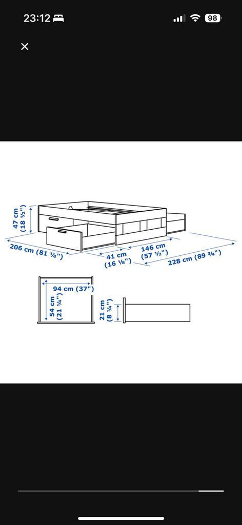 Ikea Brimnes bed + hoofdeinde + eventueel matras, Huis en Inrichting, Slaapkamer | Stapelbedden en Hoogslapers, Zo goed als nieuw