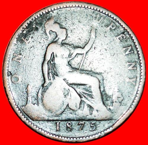Ⰶ MISTRESS OF SEAS: GREAT BRITAIN PENNY 1875! SHIP! VICTORIA, Postzegels en Munten, Munten | Europa | Niet-Euromunten, Losse munt