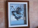 Litho ""Blue jays in winter"" van Basil Ede en Laz, Overige typen, Ophalen of Verzenden, Zo goed als nieuw, 50 tot 75 cm