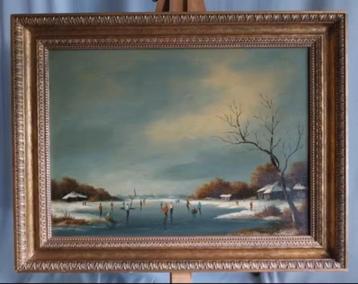 Oud paneel - Hollandse winter - 1920 beschikbaar voor biedingen