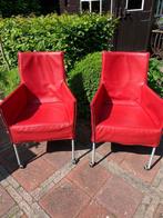 Rode leren stoelen, Huis en Inrichting, Ophalen, Gebruikt, Twee, Metaal