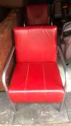 Fauteuils 2 stuks leer rood, Huis en Inrichting, Fauteuils, Ophalen, Gebruikt, 50 tot 75 cm, Leer