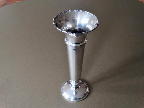 Grote antieke zilveren trompetvaas, 23 cm hoog, Engels 925, Antiek en Kunst, Antiek | Goud en Zilver, Verzenden