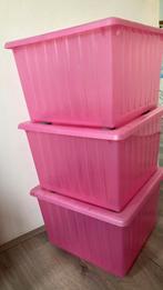 3 roze opberg bakken, Doe-het-zelf en Verbouw, Kratten en Dozen, 40 tot 60 cm, Minder dan 50 cm, Ophalen of Verzenden, Zo goed als nieuw