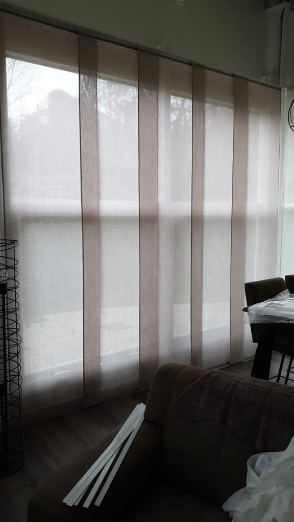 2 stuks Schuifpanelen, 5 rail, Huis en Inrichting, Stoffering | Gordijnen en Lamellen, Gebruikt, 200 cm of meer, 200 cm of meer