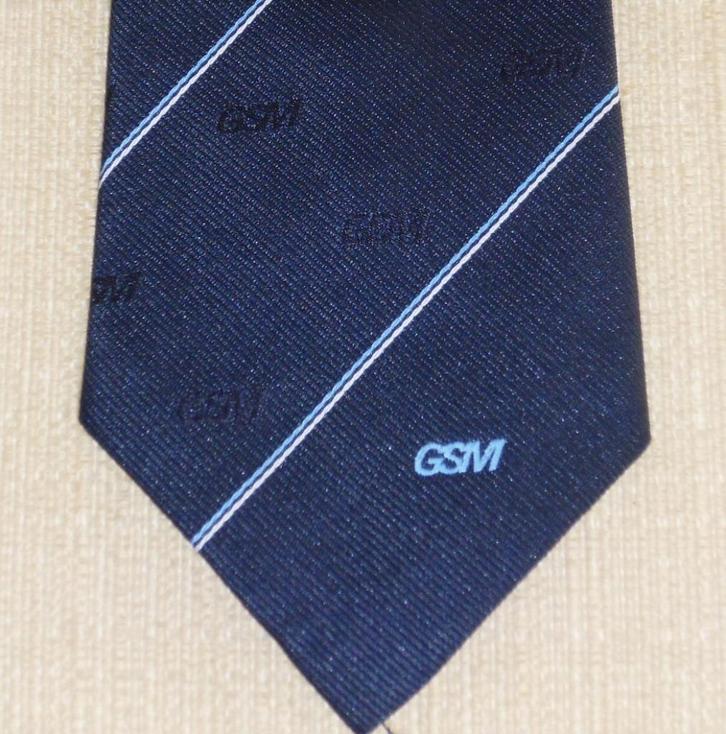 GSM stropdas openbaar vervoer bus wit-blauw gestreept, Verzamelen, Merken en Reclamevoorwerpen, Nieuw, Gebruiksvoorwerp, Ophalen of Verzenden