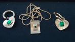 goud vergulde set ketting met hanger en oorbellen, Overige materialen, Hangers, Ophalen of Verzenden, Zo goed als nieuw