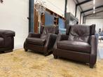 2 Natuzzi Amadeus fauteuils bruin leer Design stoel, Natuzzi, Ophalen of Verzenden, Zo goed als nieuw, 50 tot 75 cm