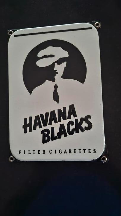 Emaille Reclame Bord Havana Blacks Filter Cigarettes, Verzamelen, Merken en Reclamevoorwerpen, Gebruikt, Reclamebord, Ophalen of Verzenden