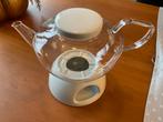 Glazen theepot Jenaglas met theelicht houder, Ophalen of Verzenden