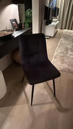 6 Zwarte Velvet Eetkamerstoelen, Huis en Inrichting, Stoelen, Gebruikt, Zwart, Ophalen of Verzenden, Stof