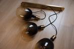 Hanglamp goud/rookglas, Huis en Inrichting, Lampen | Hanglampen, Ophalen, Gebruikt, 50 tot 75 cm, Hotel chique