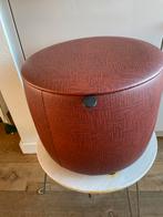 Vintage poef jaren 50 rood opberg, Ophalen of Verzenden, Rond, Minder dan 50 cm