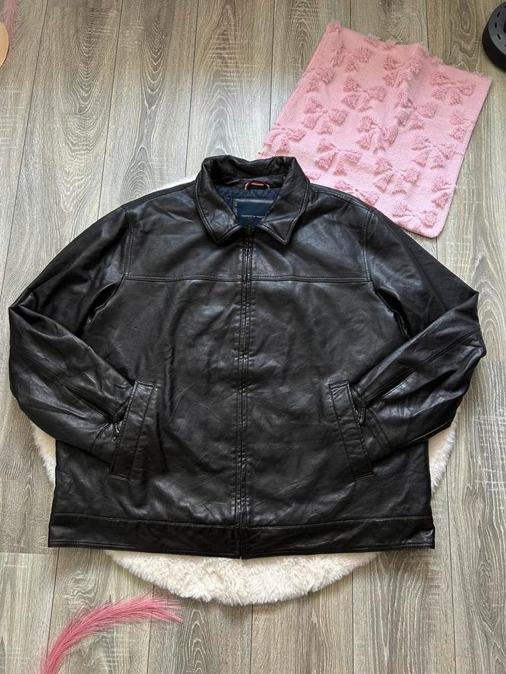 Tommy Hilfigher leren jas, Kleding | Heren, Grote Maten, Gedragen, Jas of Mantel, Zwart, Ophalen of Verzenden