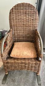 Rotan Schommelstoel met Kussen, Huis en Inrichting, Fauteuils, Ophalen, Gebruikt, Minder dan 75 cm, Riet of Rotan