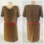 70s/80s Secretary Style Dress – Chain Printed Top, Ophalen of Verzenden, Zo goed als nieuw, Onder de knie