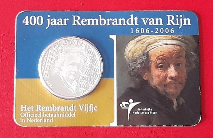 coincard Nederland 5 euro 2006 Rembrandt van Rijn vijfje, Postzegels en Munten, Munten | Nederland, Setje, Euro's, Koningin Beatrix