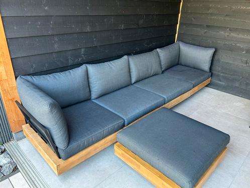 Karwei Loungeset 5-delig teakhout, Tuin en Terras, Tuinsets en Loungesets, Zo goed als nieuw, Teakhout, Hocker, Ophalen