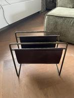 Retro lectuurbak staal en leer, Ophalen, Zo goed als nieuw