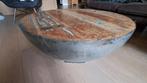 Rustieke ronde salontafel hout/metaal, Huis en Inrichting, Ophalen, 50 tot 100 cm, Rond, 50 tot 100 cm