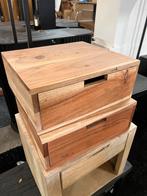 2 stuks zwevende nachtkastjes mangohout met bevestiging, Huis en Inrichting, Kasten | Ladekasten, Info@savoireinteriors.com, Overige materialen
