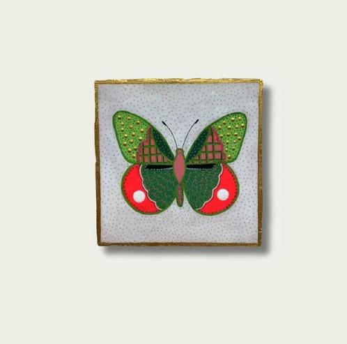 Handbeschilderd tegeltje 'Vlinder', Antiek en Kunst, Kunst | Overige Kunst, Ophalen of Verzenden
