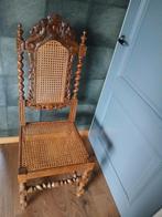 Antieke houten stoel met rieten zitting, Huis en Inrichting, Stoelen, Ophalen