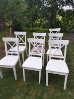 Witte houten stoelen - 7 stuks, Huis en Inrichting, Stoelen, Ophalen, Gebruikt, Wit, Landelijk