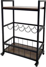 Keuken Trolley Haven - Zwart - 67x40x86,5 cm, 5 tot 15 flessen, Nieuw, Ophalen of Verzenden, Metaal