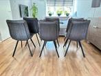 6x suede-leren eetkamerstoelen (stukprijs ca. €66 per stoel), Vijf, Zes of meer stoelen, Grijs, Leer, Zo goed als nieuw