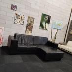 Hoekbank | Echt leder | Zwart | 255x155 | Bank | Bankstel, Huis en Inrichting, Banken | Bankstellen, 250 tot 300 cm, Gebruikt