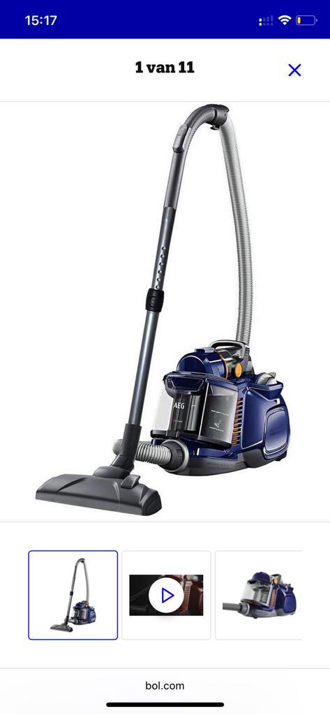AEG Stofzuiger blauw zonder zak - Werkt Ok, Witgoed en Apparatuur, Stofzuigers, Gebruikt, Stofzuiger, Minder dan 1200 watt, Reservoir