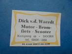 oud lucifermerk Motor Bromfiets Scooter v.d. Waerdt in DOORN, Ophalen of Verzenden, Zo goed als nieuw, Luciferdoosjes of -merken