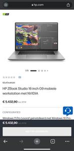 HP ZBOOK Studio 16” inch G9 mobiele werkstation met NVIDIA, Computers en Software, Windows Laptops, Ophalen, 2 tot 3 Ghz, Nieuw