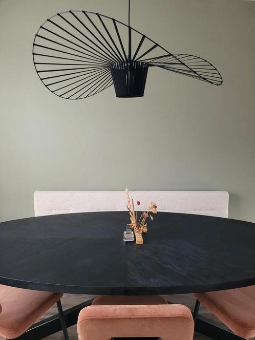 Ovale eettafel 220x100 cm zwart visgraat, Huis en Inrichting, Tafels | Eettafels, Zo goed als nieuw, Ophalen
