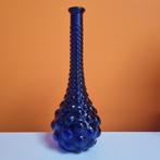 vintage empoli fles vaas kobalt blauw / paars, Blauw, Ophalen of Verzenden, Minder dan 50 cm, Glas