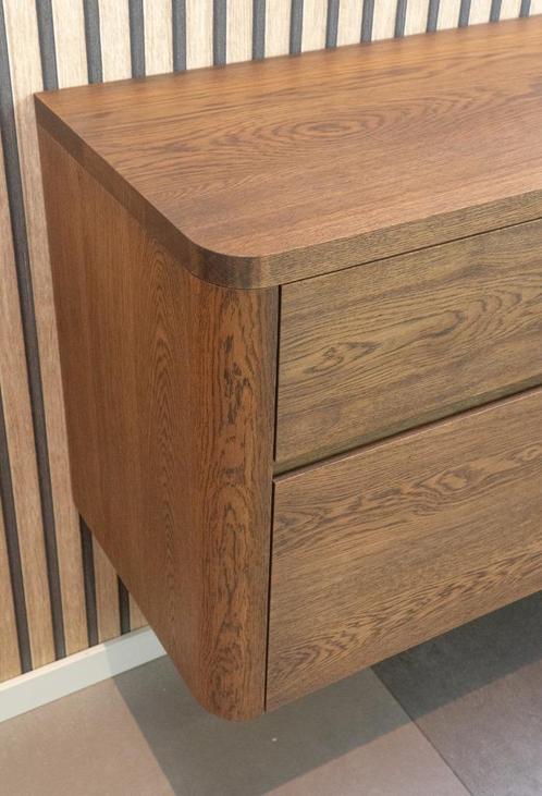 Son! Massief Eiken Houten Badmeubel 160cm met ronde hoeken!, Huis en Inrichting, Badkamer | Badkamermeubels, Nieuw, Wastafelkast
