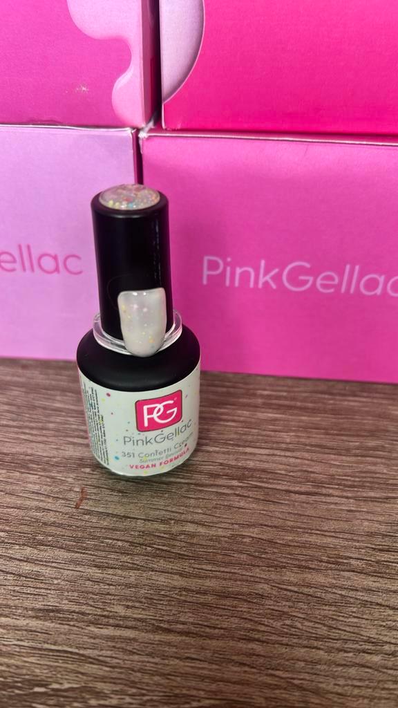 Pink Gellac Confetti Cream 351, Sieraden, Tassen en Uiterlijk, Uiterlijk | Cosmetica en Make-up, Zo goed als nieuw, Handen en Nagels