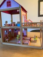 Houten poppenhuis met meubels, Ophalen, Gebruikt, Poppenhuis