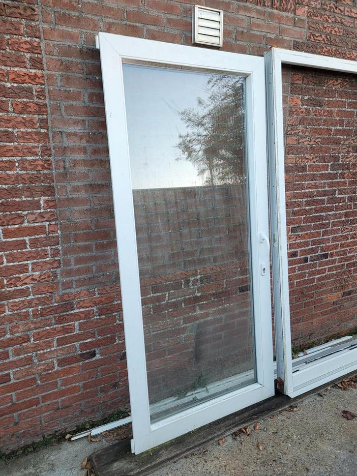 Kunststof Deuren, Doe-het-zelf en Verbouw, Deuren en Horren, Gebruikt, Buitendeur, 200 tot 215 cm, 100 tot 120 cm, Glas, Kunststof