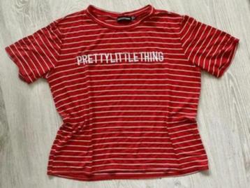 PLT Pretty Little Thing leuk rood gestreept shirt , mt 36 beschikbaar voor biedingen