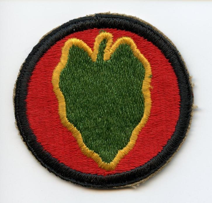 WO2 US 24th Infantry Division patch, Verzamelen, Militaria | Tweede Wereldoorlog, Landmacht, Embleem of Badge, Amerika, Ophalen of Verzenden
