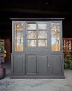 Grote zwarte buffetkast | Teakhouten vitrinekast #2580, Niet ingevuld, Met deur(en), 200 cm of meer, Niet ingevuld