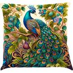 Nieuw, kussenhoes pauw met vrucht. 45 - 45 cm, Ophalen of Verzenden, Nieuw, Overige kleuren, Vierkant