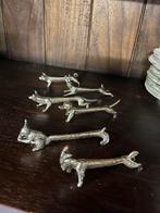 6 artdeco verzilverde dieren messenleggers, Ophalen of Verzenden