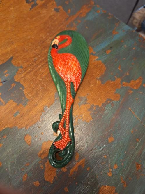 Vintage Flamingo Handspiegel, Huis en Inrichting, Woonaccessoires | Spiegels, Gebruikt, Minder dan 50 cm, Minder dan 100 cm, Ovaal