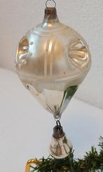 oude Antieke  kerstbal zilveren luchtballon met klokje, Diversen, Kerst, Ophalen of Verzenden, Gebruikt