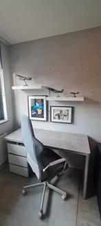 Bureau betonlook + bureaustoel/gamestoel, Ophalen, In hoogte verstelbaar, Gebruikt, Bureau
