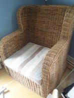 grote luxe RIETEN FAUTEUIL + KUSSEN / rotan stoel, Huis en Inrichting, Nieuw, Riet of Rotan, 75 tot 100 cm, Minder dan 75 cm