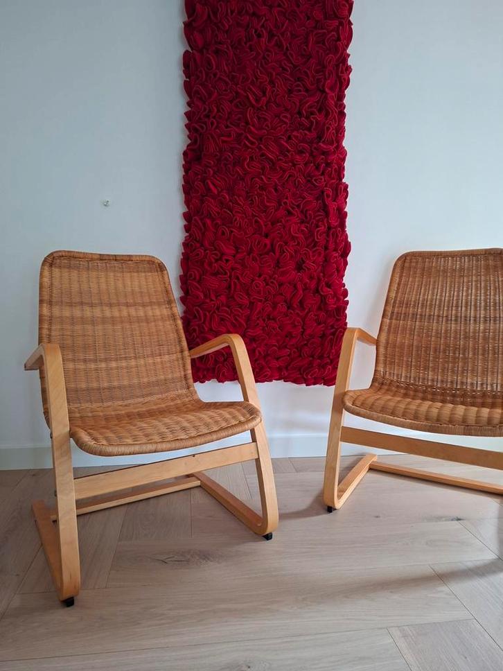 Ikea vintage rotan fauteuils, Huis en Inrichting, Fauteuils, Gebruikt, 50 tot 75 cm, Minder dan 75 cm, Ophalen